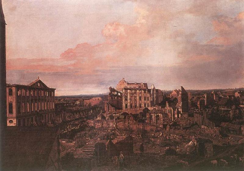 BELLOTTO, Bernardo Dresden, the Ruins of the Pirnaische Vorstadt Germany oil painting art